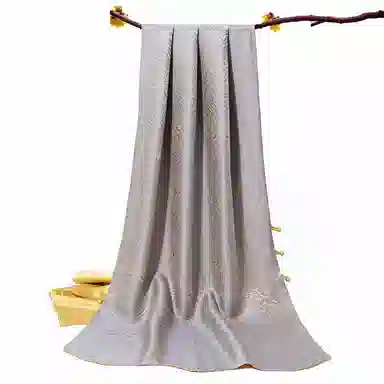 上海故事 新中式高级气质旗袍晚宴礼服复古盘扣桑蚕丝双面提花双层真丝长巾 丝巾 女款