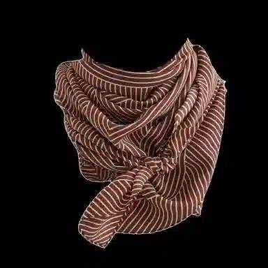 山一丸 时尚几何条纹真巾春夏清新简约气质款桑蚕丝  丝巾 女款