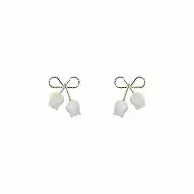 彤彤兔 蝴蝶结郁金香潮气质 合金 耳环 女款