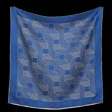 山一丸 桑蚕丝真丝立体清新职业条纹线条小领巾  丝巾 女款