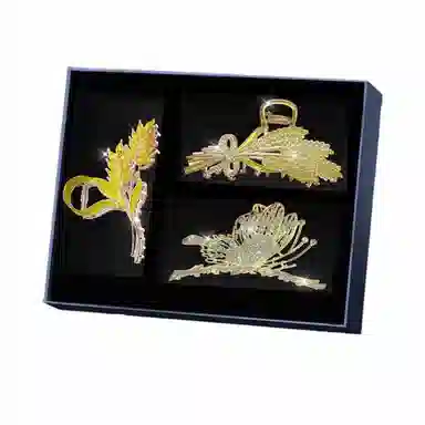 缔晶 森系复古时尚 穗穗平安 鲨鱼夹套装 优雅清新日常通勤配饰 合金 发夹 女款