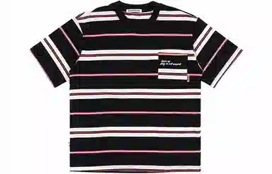 BENMYSHOWER Rainbow Stripe T-Shirt Navy