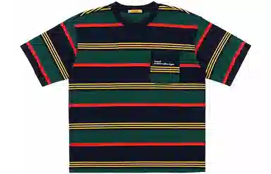 BENMYSHOWER Rainbow Stripe T-Shirt Navy