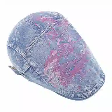 山一丸 水洗做旧牛仔复古前后戴英伦时尚休闲前进帽 棉 贝雷帽 女款