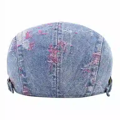 山一丸 水洗做旧牛仔复古前后戴英伦时尚休闲前进帽 棉 贝雷帽 女款