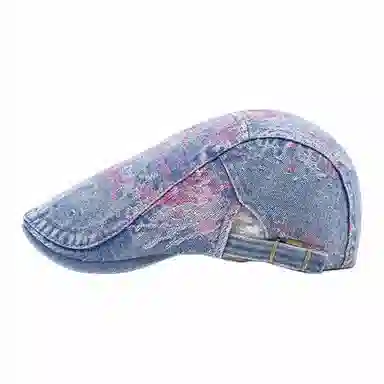 山一丸 水洗做旧牛仔复古前后戴英伦时尚休闲前进帽 棉 贝雷帽 女款