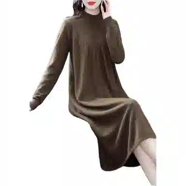 恒源祥 纯色休闲简约长袖连衣裙 女款