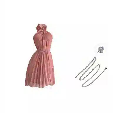 玉儿恋 御姐风挂脖收腰气质简约无袖连衣裙 女款