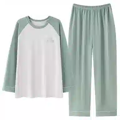 贴身领域 撞色圆领舒适透气可外穿简约亲肤睡衣套装 男款