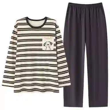 贴身领域 青少年圆领舒适透气可外穿睡衣套装 男款