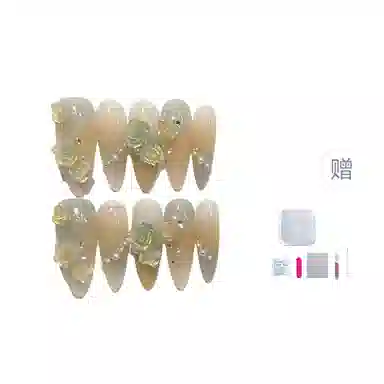 几多萌 花海穿戴甲手工高级感假指甲贴片轻奢风美甲  杏仁琉璃玫瑰渐变