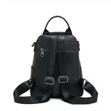 老人头 休闲百搭时尚简约轻便 头层牛皮 双肩包 女款 黑色/大象灰