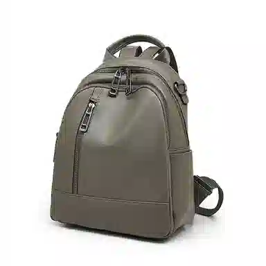 老人头 休闲百搭时尚简约轻便 头层牛皮 双肩包 女款 黑色/大象灰