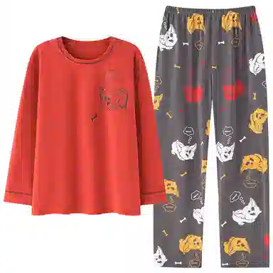 贴身领域 青少年圆领舒适透气可外穿睡衣套装 男款