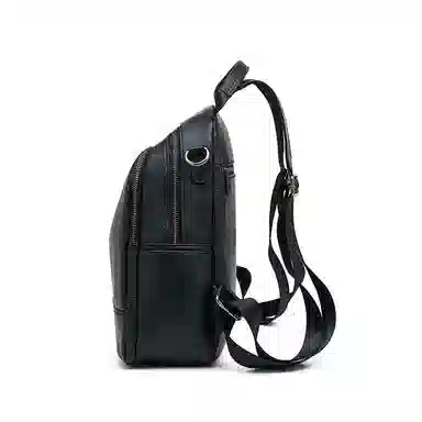 老人头 休闲百搭时尚简约轻便 头层牛皮 双肩包 女款 黑色/大象灰