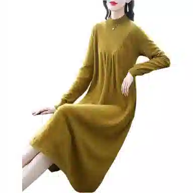 恒源祥 纯色休闲简约长袖连衣裙 女款