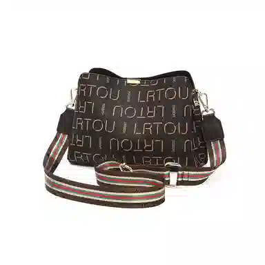 老人头 经典复古印花简约时尚休闲大气单肩包 合成革 斜挎包 常规 女款 咖色