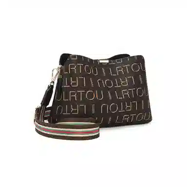 老人头 经典复古印花简约时尚休闲大气单肩包 合成革 斜挎包 常规 女款 咖色