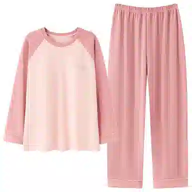 贴身领域 圆领甜美舒适透气可外穿柔软简约亲肤睡衣套装 女款