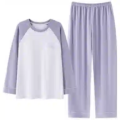 贴身领域 圆领甜美舒适透气可外穿柔软简约亲肤睡衣套装 女款