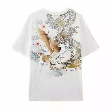 Oniarai Blue Dragon Embroidery T-Shirt