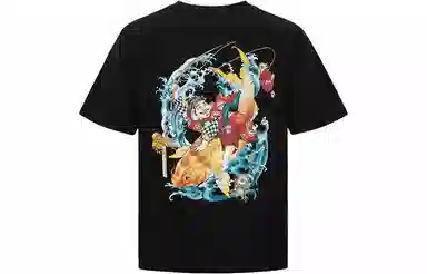 EVISU Logo Cartoon Print Crewneck T-Shirt