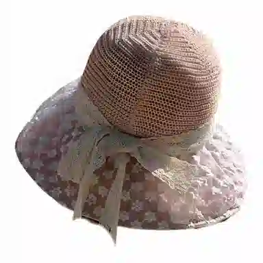 杨同学 【遮脸】春夏 大帽檐  蕾丝 聚酯纤维 防晒帽 女款