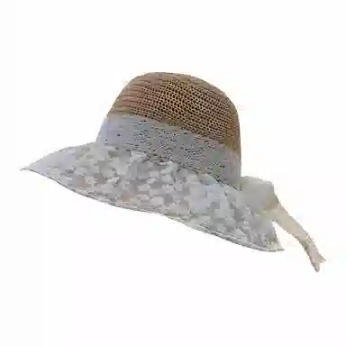 杨同学 【遮脸】春夏 大帽檐  蕾丝 聚酯纤维 防晒帽 女款