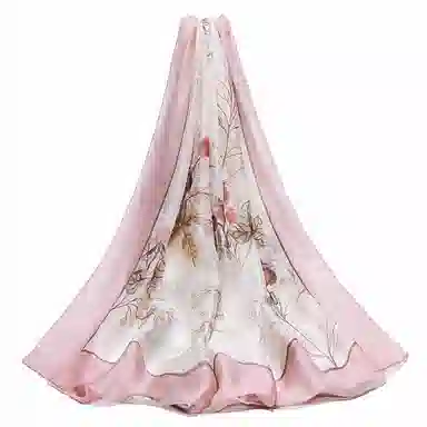 上海故事 春花秋果长巾时尚斜纹喷绘气质出游纱巾外搭大沙滩巾 桑蚕丝 丝巾 女款