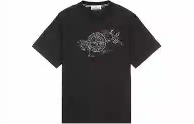 Stone Island Logo Print T-Shirt Black