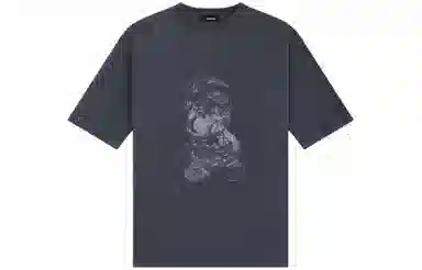 WE11DONE SS24 Printed Crewneck T-Shirt Charcoal Gray