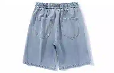 王者荣耀 美式高街水洗直筒五分牛仔短裤 男女同款