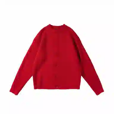 我是大卫 本命年喜庆小领口外套韩版宽松百搭休闲针织衫 男女同款 红色