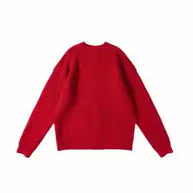 我是大卫 本命年喜庆小领口外套韩版宽松百搭休闲针织衫 男女同款 红色