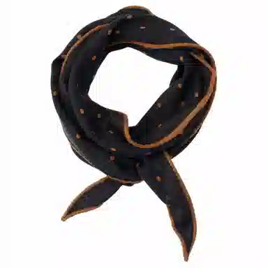 山一丸 春秋菱形巾真丝软糯波点小领巾 丝巾 女款