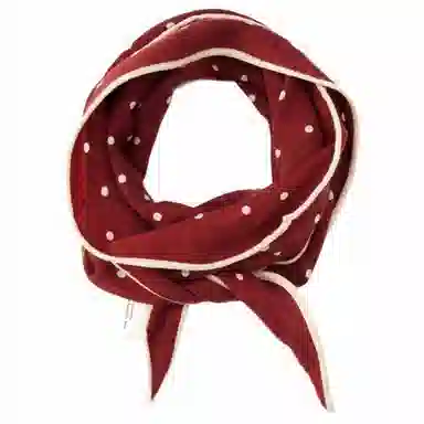 山一丸 春秋菱形巾真丝软糯波点小领巾 丝巾 女款