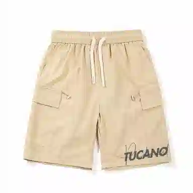 啄木鸟 城市机能风多口袋抽绳系带运动宽松五分工装休闲短裤 男女同款 米白