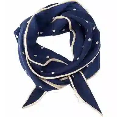 山一丸 春秋菱形巾真丝软糯波点小领巾 丝巾 女款