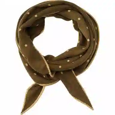 山一丸 春秋菱形巾真丝软糯波点小领巾 丝巾 女款