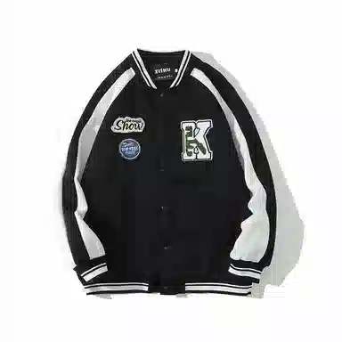 轻迎  简约字母单排扣长袖棒球服 男款