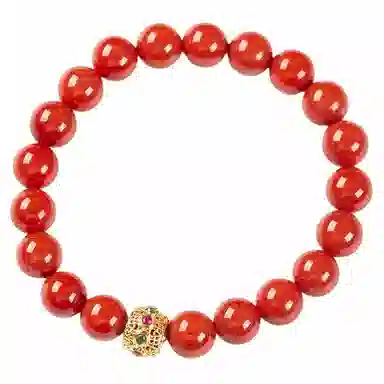 执福 颜色瓦西柿子红百搭圆珠 南红 手串 男女同款情侣款