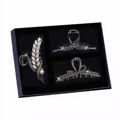 缔晶 个性轻奢时尚黑色抓夹套装 精致清新通勤风发饰礼盒 合金 发夹 女款