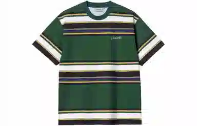 Carhartt WIP Striped Letter Crew SS24 Tee Green