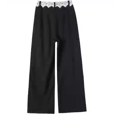 缪斯的诱惑 亮片高腰蕾丝边直筒拖地裤休闲裤 女款