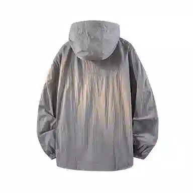 鸭鸭 户外运动基础潮牌高街纯色工装口袋设计薄款凉爽百搭宽松休闲连帽抽绳夹克外套 男女同款