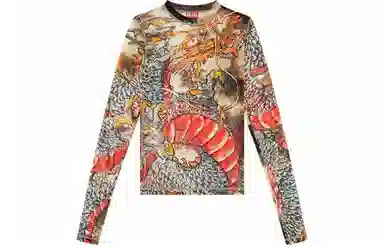 DIESEL SS24 Dragon Mesh Long Sleeve Tee