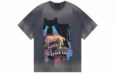 WE11DONE FW23 Cat Graphic T-Shirt Gray
