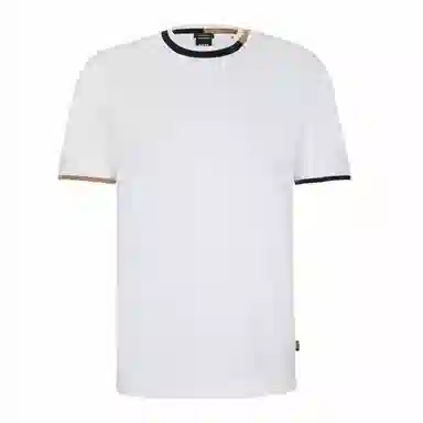 HUGO BOSS Mercerised-Cotton T-Shirt With Signature-Stripe Details T