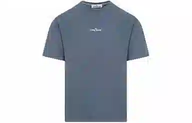 Stone Island Crew Neck Letter Print T-Shirt Navy