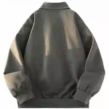 稻草人 拉链纯色翻领百搭宽松短款夹克外套 男女同款